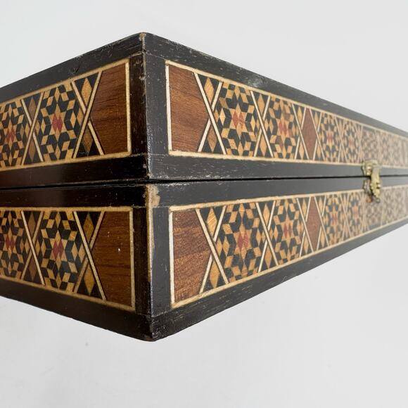 Vintage Mid-Century Syrian Inlaid Wood Backgammon/Chess Board - Picture 7 of 11